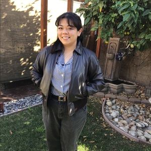 J Crew leather bomber size small